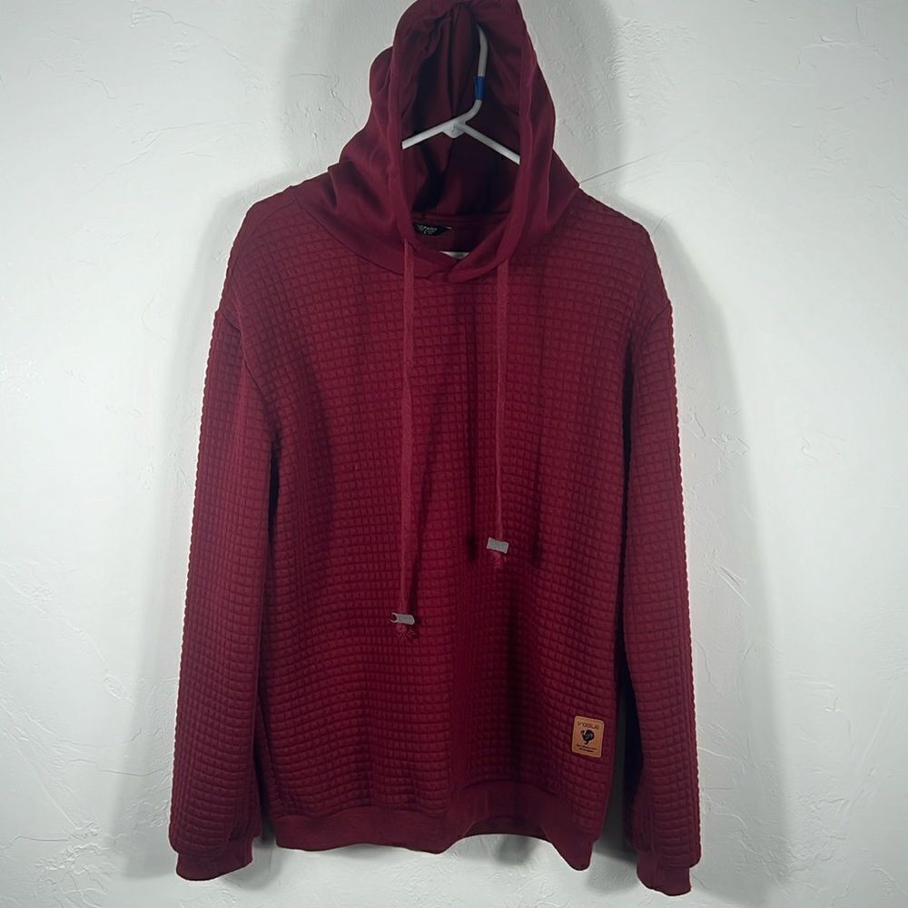 🔥🔥 COOFANDY VOGUE Designer Quality Textured HOODIE SWEATSHIRT - Men Sz L - EUC